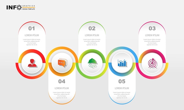 Infographic design template five step or process for business presentation