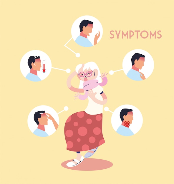 Infographic showing incubation and symptoms with icons and infected person