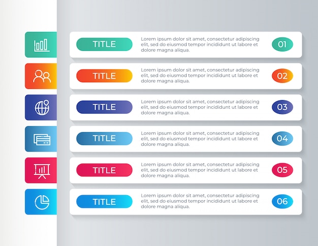 Infographic template with 6 options steps