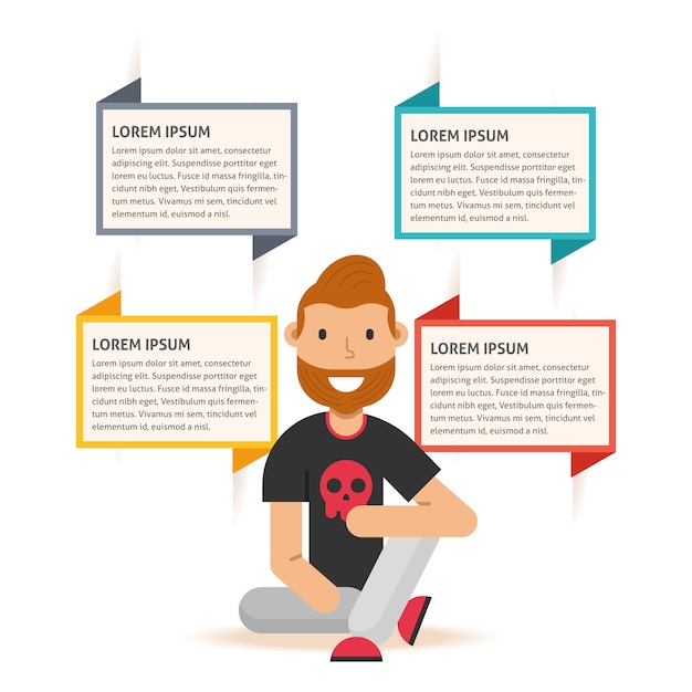 Infographic Template with Bearded Man Character