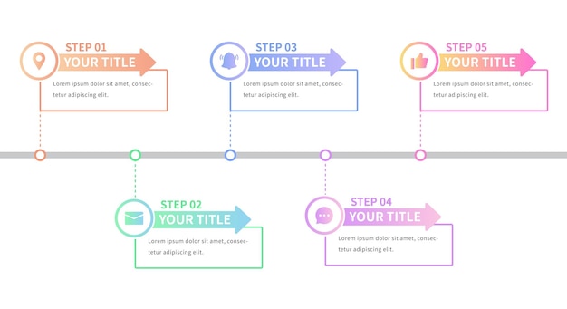 Vector an infographic template with an icon timeline that describes the business steps