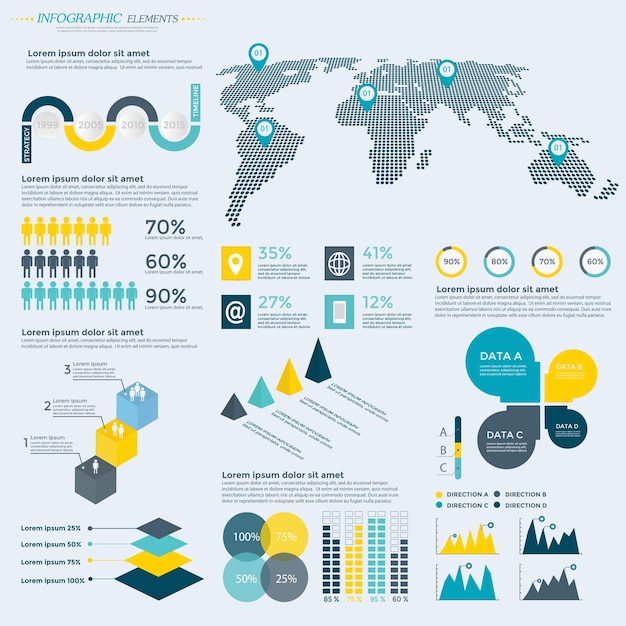 Vector infographics elements collection - business vector illustration for presentation, booklet, website, blog, workflow layout, brochure, banner, card, step up options, web design, poster, flyer, timeline.