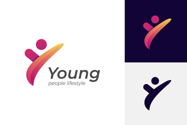 Initial letter y people logo design abstract young people lifestyle with happy logo symbol icon design for healthy life design element