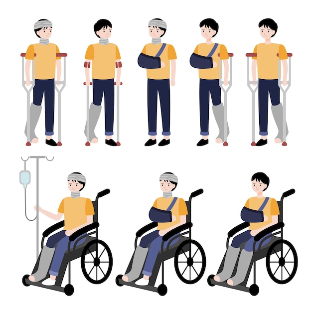 injured people patient cartoon vector flat concept