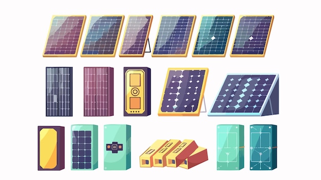 Vector innovatieve collage met zonne-batterijen als alternatieve energiebron