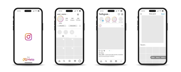 Vector instagram application interface instagram mockup instagram scr