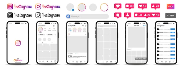 Vector instagram application interface