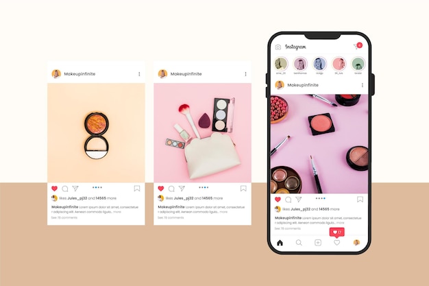 Vector instagram carousel interface