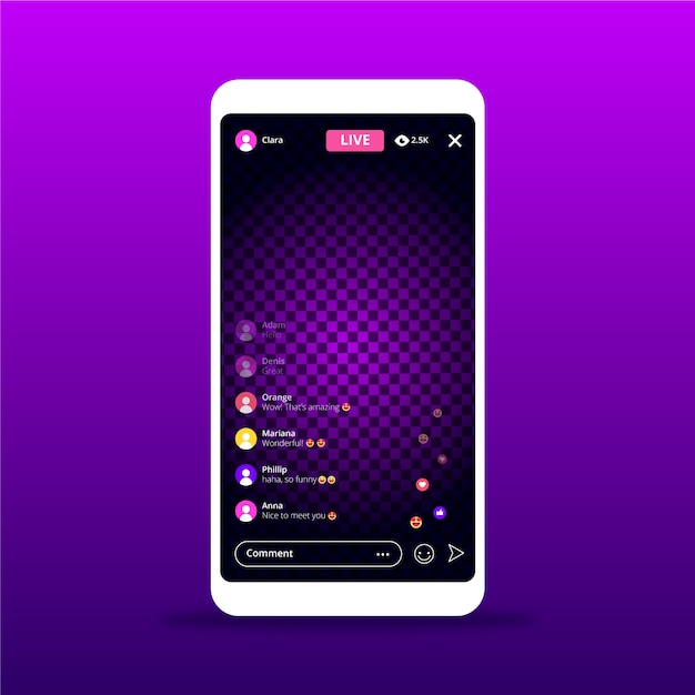 Vector instagram live stream interface