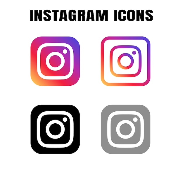 Vector instagram logo icon symbol set