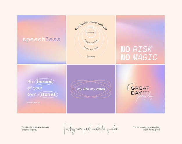 Instagram post gradient aesthetic quotes template collection