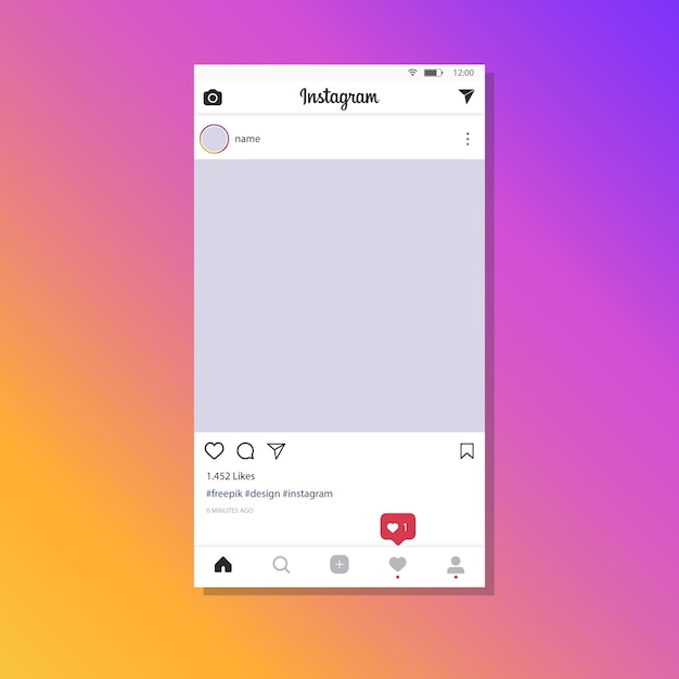 Vector instagram post template with notifications