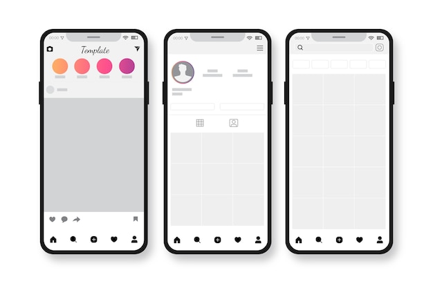 Instagram profile interface template with mobile concept