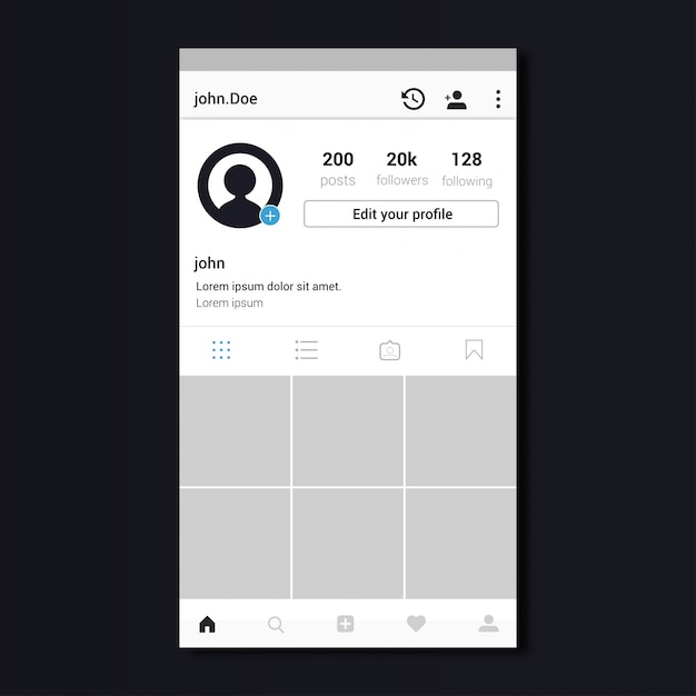 Vector instagram profile template design