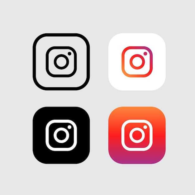 Vector instagram social media logo icon with 4 variations