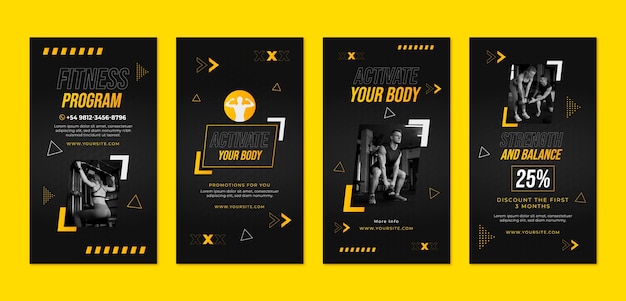 Vector instagram stories gym template design