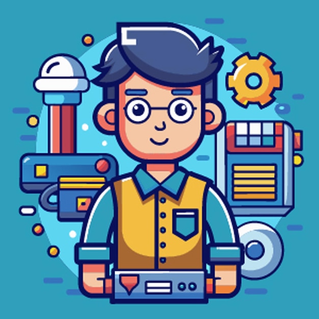 Vector installation technician vector character flat style illustration