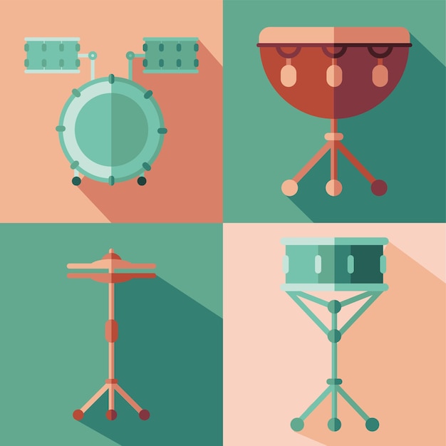 Instrumenten pictogram groep ontwerp, muziek geluid melodie en lied thema illustratie