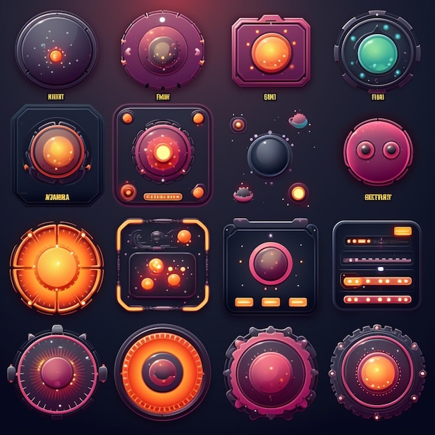 Vector interface buttons set for ui and ux