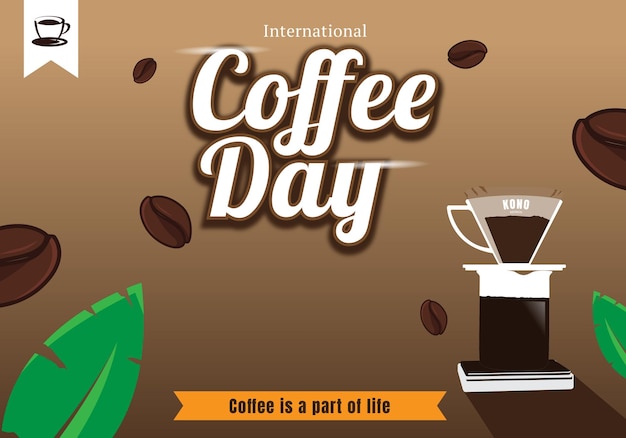 International coffee day banner for cafe or anniversary