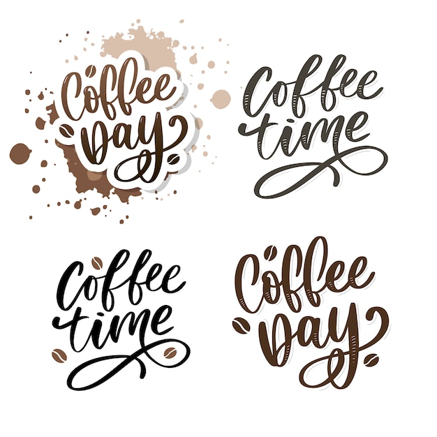 International coffee day lettering set