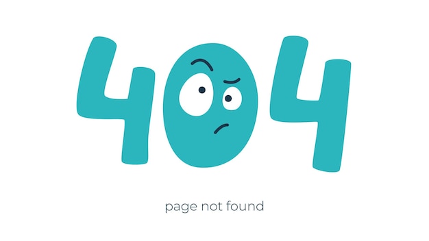 Internet connection problem concept illustration. 404 not found error page isolated on white background. Lettering 404 error caption with frowning face. Isolated vector illustrations.