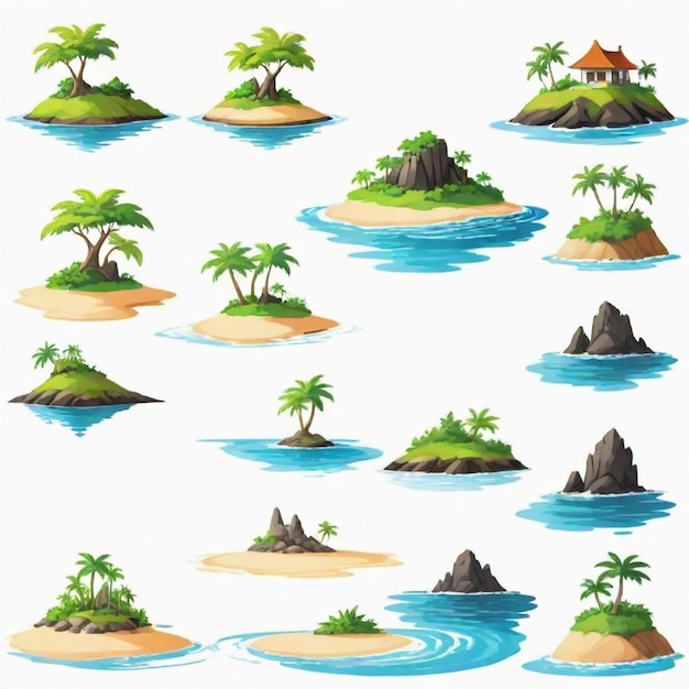 Vector island vector set white background isolated