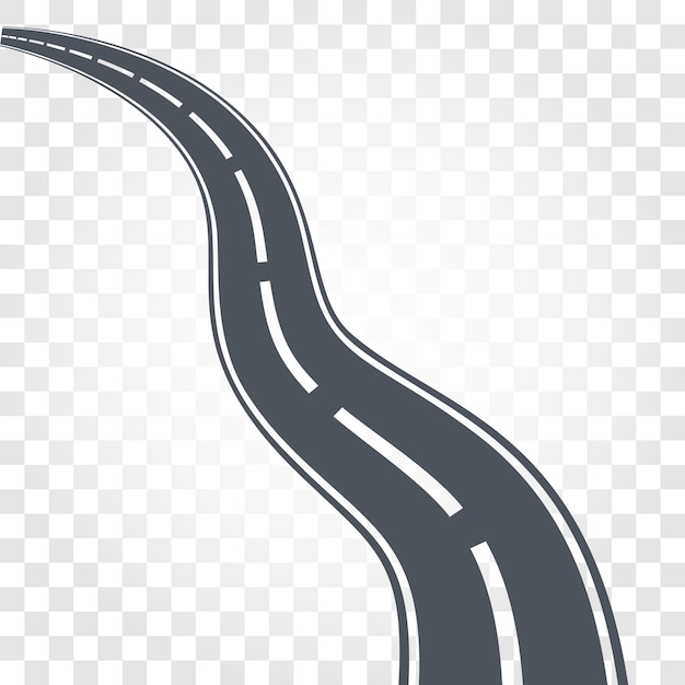 Isolated black color road or highway with dividing markings on checkered background vector illustration