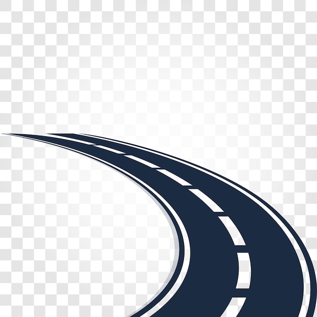 Isolated black color road or highway with dividing markings on white background vector illustration