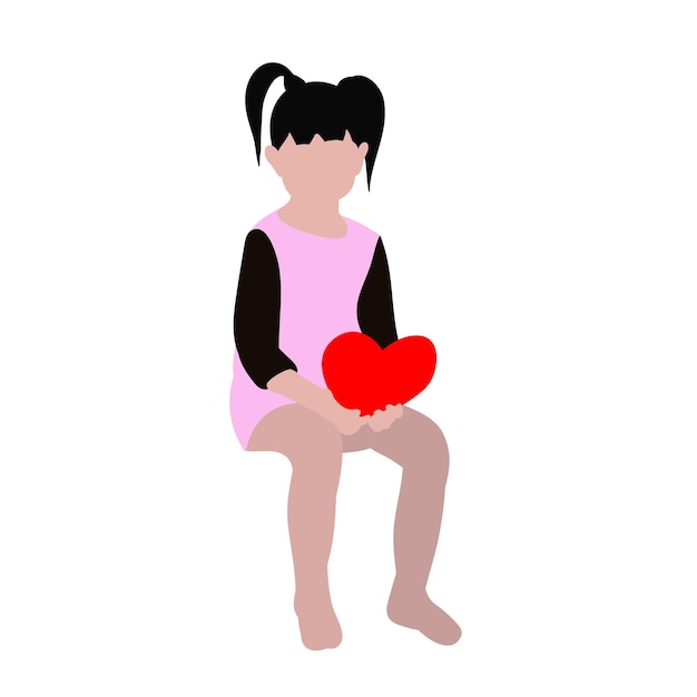 Isolated in a flat style girl sits