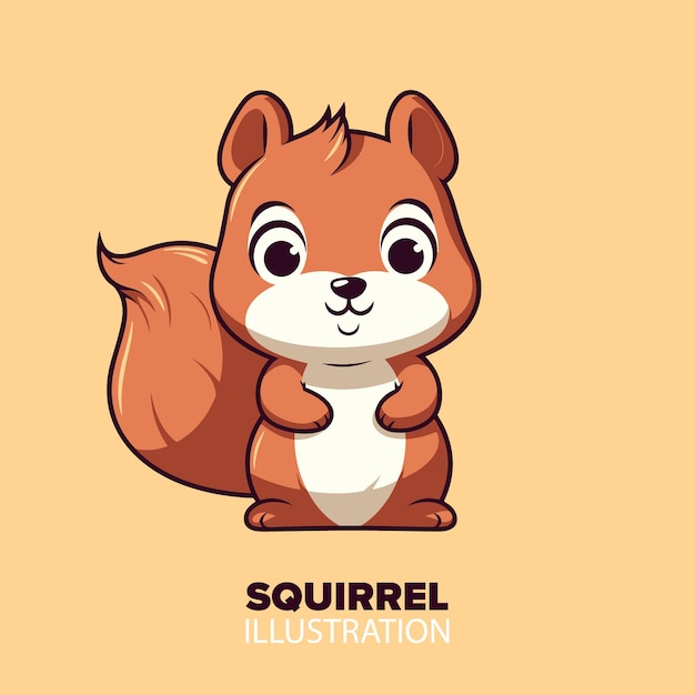 Vector isolated squirrel icon in flat cartoon style vector nature concept