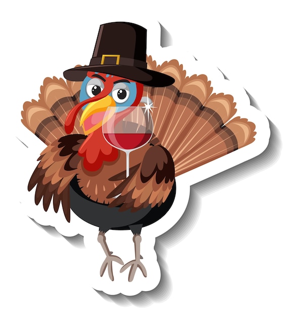 Isolated turkey sticker on white background