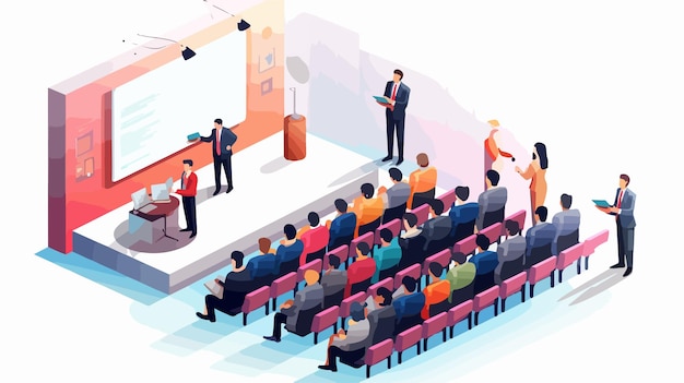 Vector isometric 3d vector illustration of business presentation