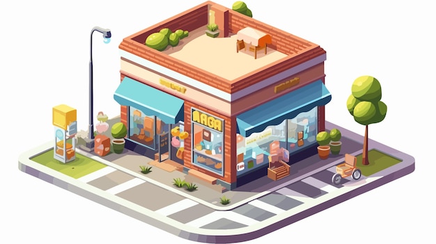 Vector isometric 3d vector illustration of gift shop