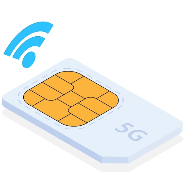 Vector isometric 5g sim card with wifi signal