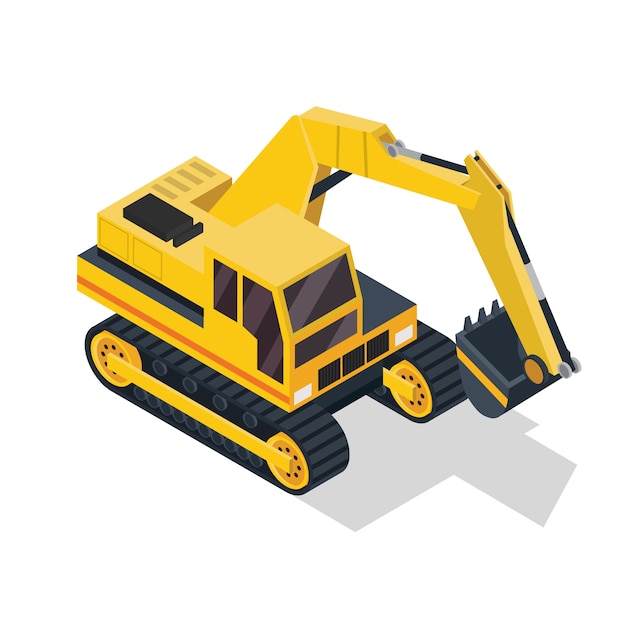 "Isometric Construction Excavator Illustration"