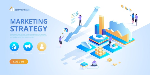 Vector isometric design concept of marketing strategy