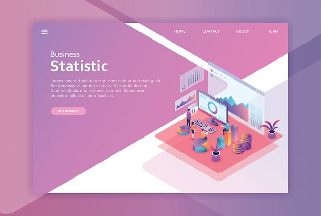 Vector isometric design landing page business