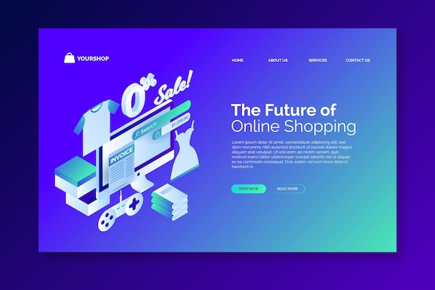 Vector isometric e-commerce - landing pages