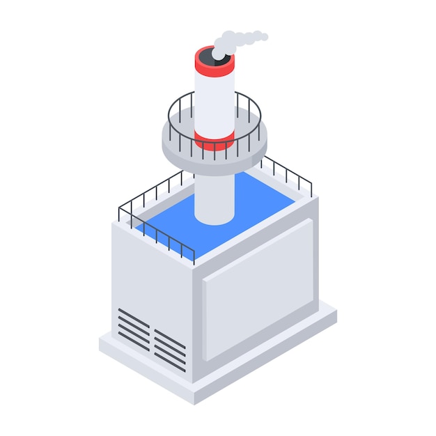 Vector isometric icon of factory pollution