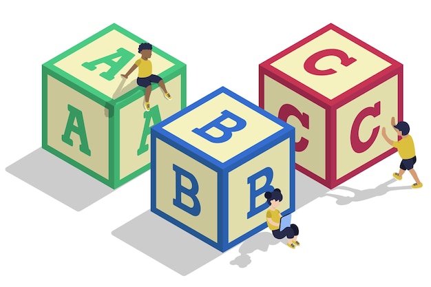 Isometric Kids Alphabet Blocks