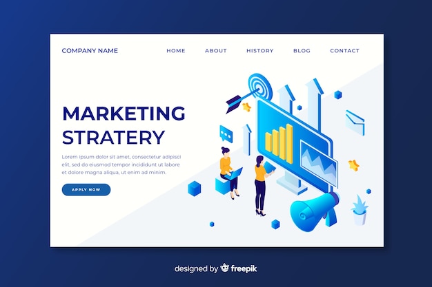 Isometric marketing strategy landing page