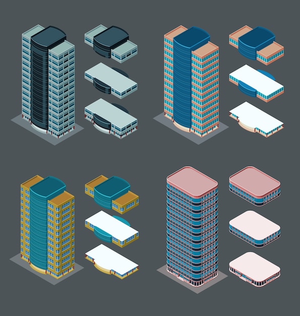 Vector isometric modern building