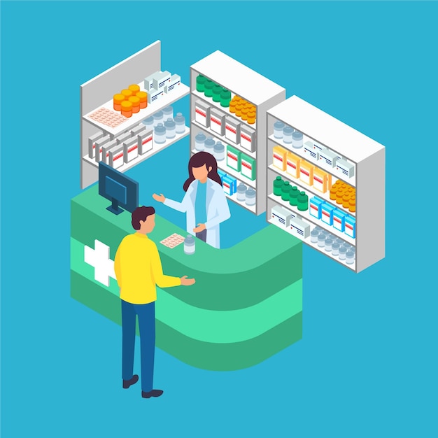 Vector isometric pharmacy concept