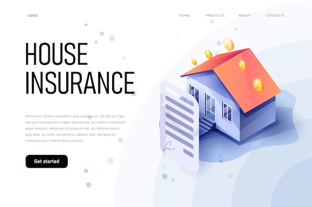 Isometric property insurance concept of illustration.