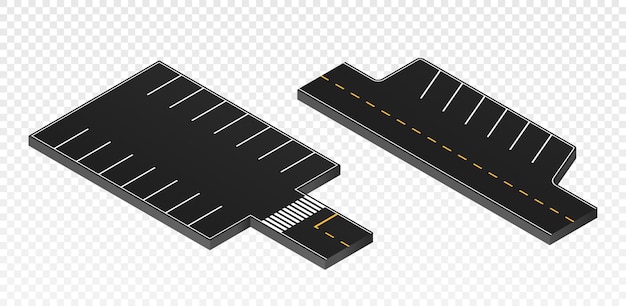 Vector isometric road parking set