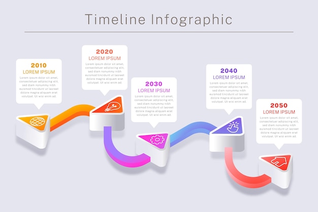 Vector isometric timeline infographic template