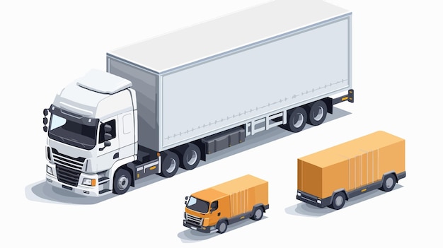 Vector isometric truck icon vehicle with container or tank professional image for transport and logistics