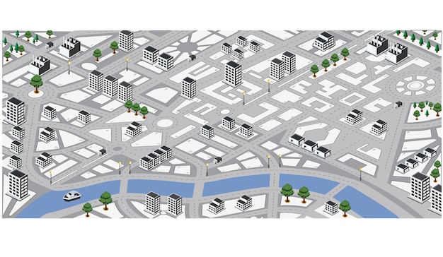 Vector isometric vector map of city