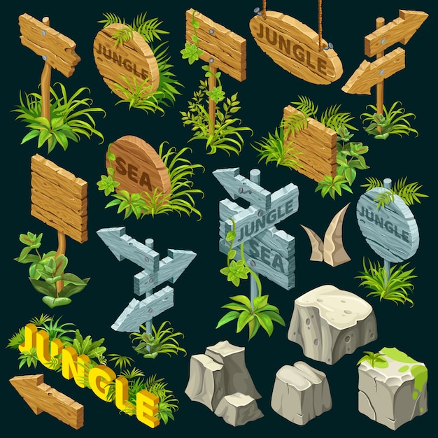 Isometric wooden boards.